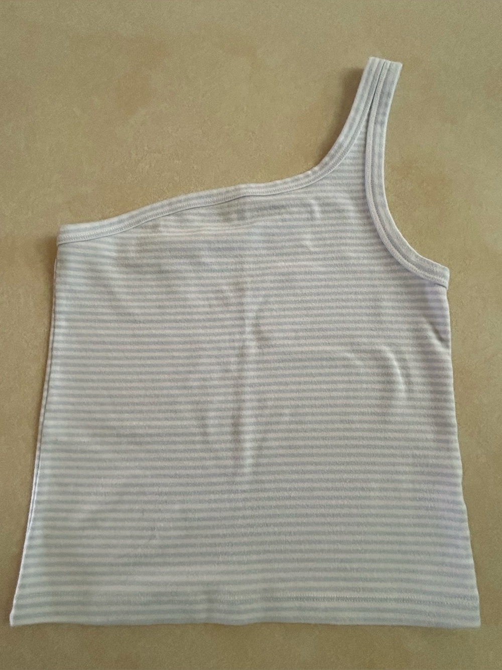 Aerie One-Shoulder Asymmetric Blue Stripe Tank Modern French Chic Coastal Small